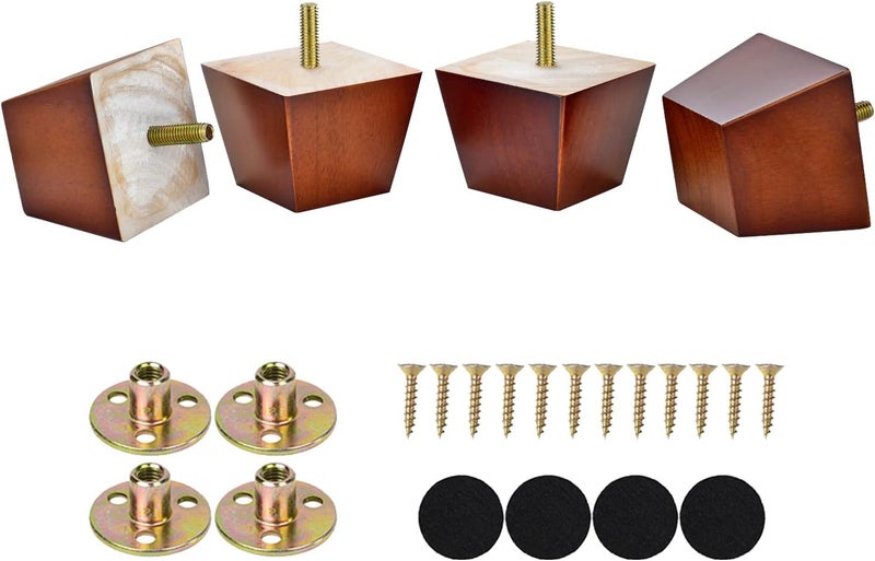 Michanco 2 inch Sofa Legs Square Furniture Feet Screw in Wood Replacement Leg Set of 4 for Ottoman Couch Armchair Recliner - Image 1